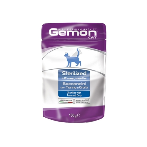 Monge Hrana Umeda Pentru Pisici, Gemon Steril, Cu Ton/Cod, 100 g