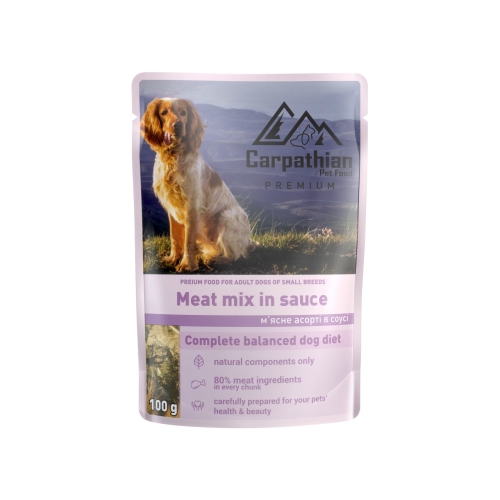Carpathian Hrana Umeda Pentru Caini, Premium Adult, Mix Carne In Sos, 100 g