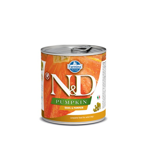 Hrana umeda  pentru caini, cu prepelita, 285 g, N&D Pumpkin Starter 