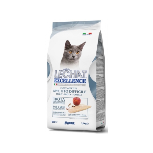 Monge Hrana Uscata Pentru Pisici, LeChat Excellence Appetito Difficile, Cu Pastrav, 1.5 kg