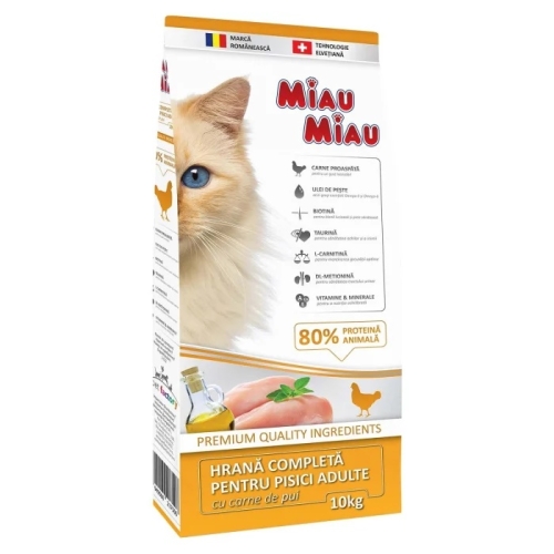 Hrana uscata Pisici Adult, cu Pui, 10 kg, Miau Miau