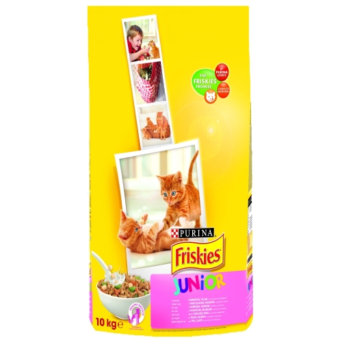Hrana-uscata-pentru-pisici-cu-Pui,-Lapte-si-Legume-10-kg,-Purina-Friskies-Junior 
