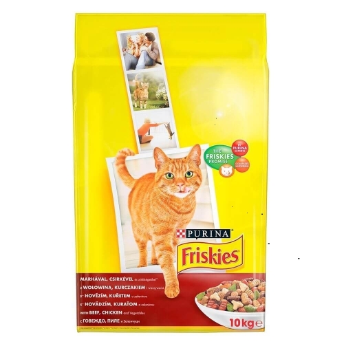 Hrana-uscata-pentru-pisici-cu-Vita,-Pui-si-Legume-10 kg,-Purina-Friskies-Adult 