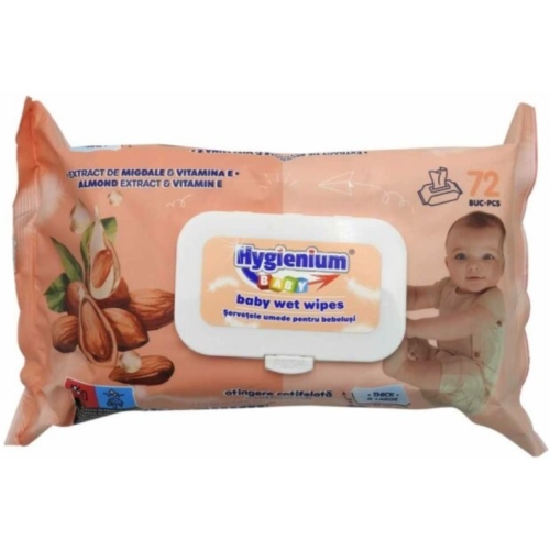 Servetele Umede cu Extract de Migdale si Vitamina E, 72 buc, Hygienium Baby