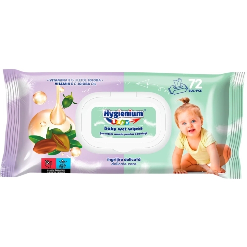 Servetele Umede cu Vitamina E si Ulei de Jojoba, 72 buc, Hygienium Baby