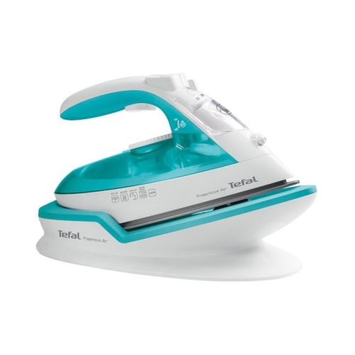 Fier de calcat Tefal Freemove Air FV6520E0, 2400 W, Rezervor apa 0.25 l, Sistem anticalcar incorporat, Reglaj manual, Alb/Turcoaz