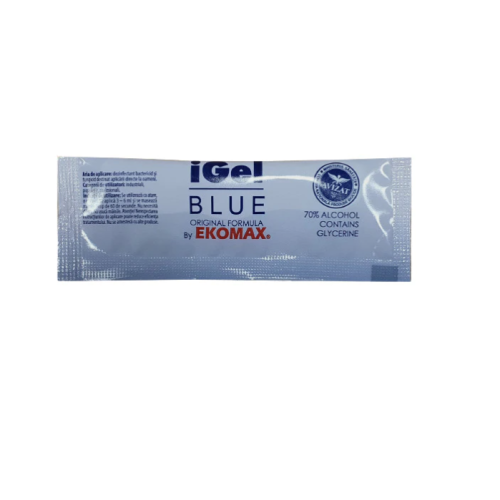 Ekomax iGel Blue Gel alcoolic dezinfectant maini, 180 plicuri x 5 ml, Ekomax. Dezinfectanti pentru maini