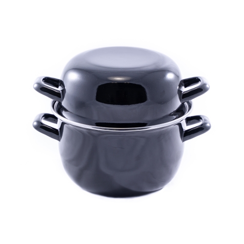 Oala scoici, capacitate 2.5 litri, metal, culoare neagra, diametru 180mm