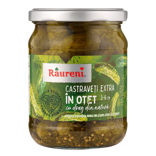 Castraveti extra in otet 3-6 cm, 490g Raureni