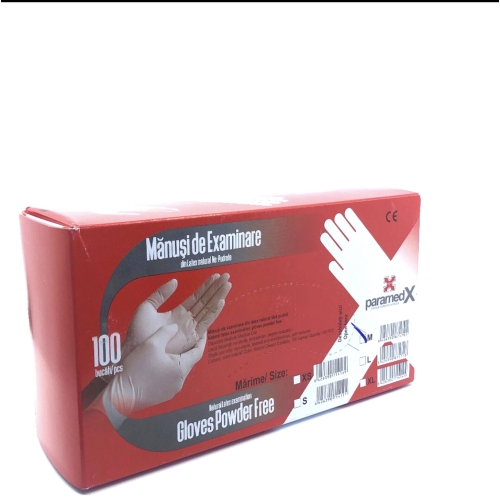 Manusi unica folosinta latex nepudrate marimea M albe, 100buc ParamedX Manusi latex Paramed X grupdzc