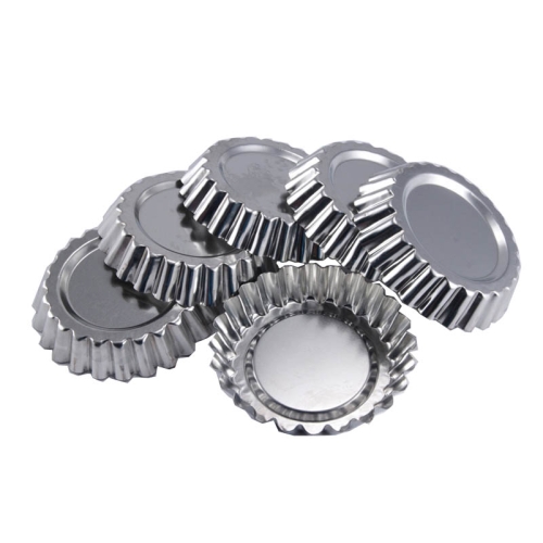 Set 6 forme pentru tarta, tabla satinata, diametrul 106mm