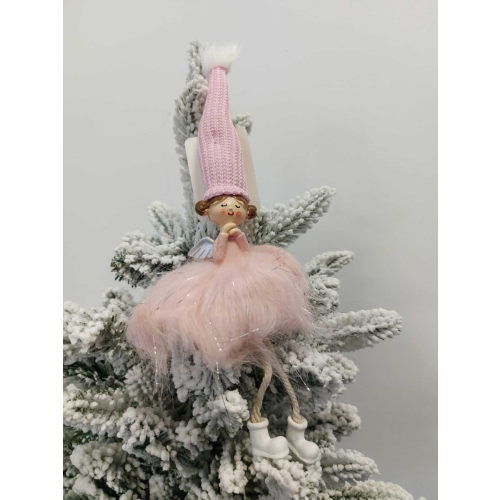 Ingeras textil cu picioare, roz Xmas 28 cm 