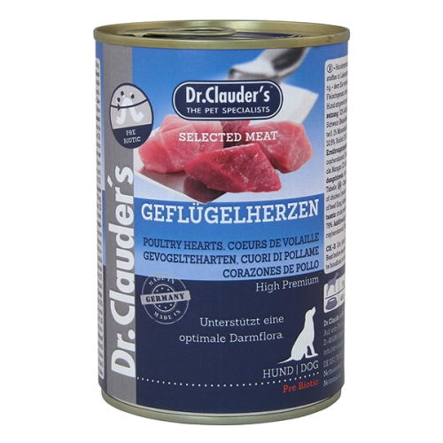 Hrana umeda, Caini, 400 g, cu Inimi de pui, Dr. Clauder`s Selected Meat 