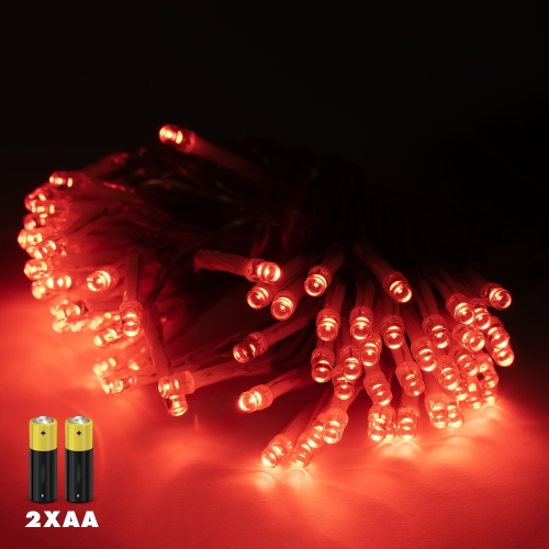 Instalatie Cu Baterii, 30 Leduri, Rosie