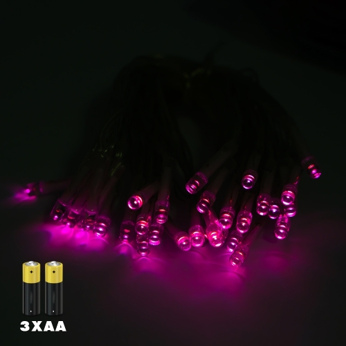 Instalatie Cu Baterii, 50 Leduri, Roz