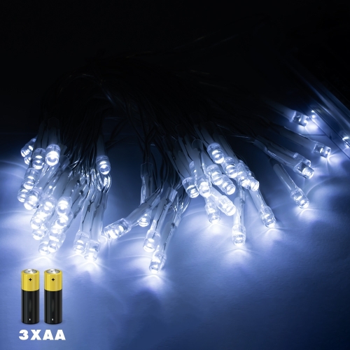 Instalatie Cu Baterii, 80 Leduri, Alba