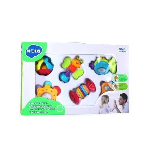 Set 6 jucarii zornitoare pentru bebelusi, Hola