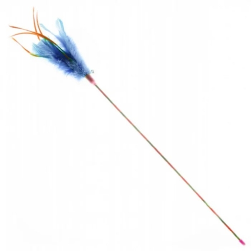 Jucarie pentru pisici bagheta cu pene albastre Rinaldo teaser 65 cm 