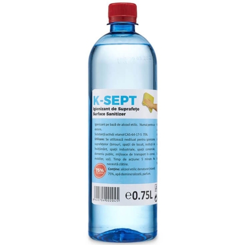 K-SEPT Virucid Dezinfectant suprafete pe baza de alcool 75%, 750 ml. Produs antibacterian pentru suprafete