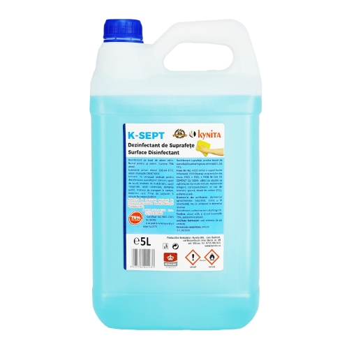 K-SEPT Virucid Dezinfectant suprafete pe baza de alcool 75%, 5 L. Produs antibacterian pentru suprafete