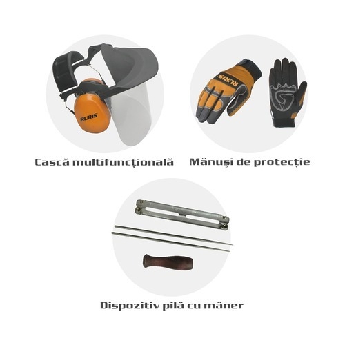 Kit Motoferastrau {Casca Multifunctionala, Manusi, Dispozitiv Pila Cu Maner}