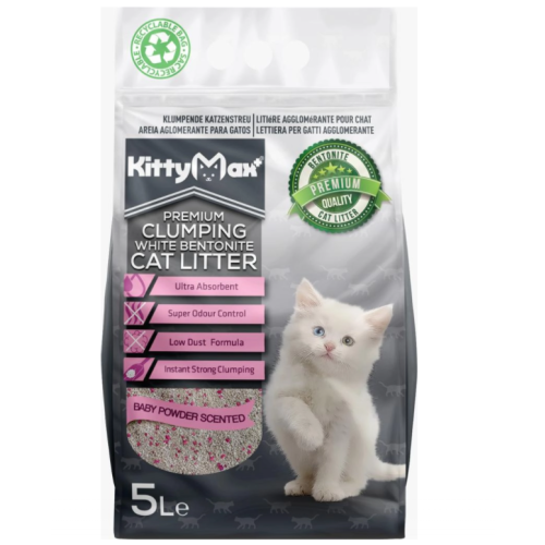 Asternut Igienic Premium Baby Powder pentru Pisici 5 L, KittyMax