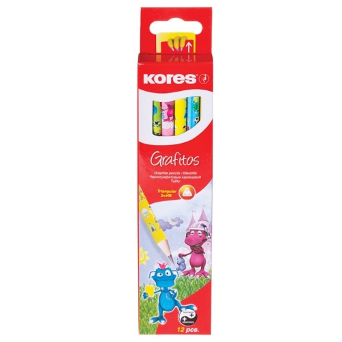 Creioane grafit Kores Grafitos Fantasy Dragons, corp triunghiular (KS92852)