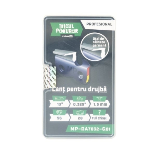 Lant Micul Padurar Profesional, 13in", pas .325in", grosime pinten 1.5mm, 56 pinteni, 28 dinti, full-chisel