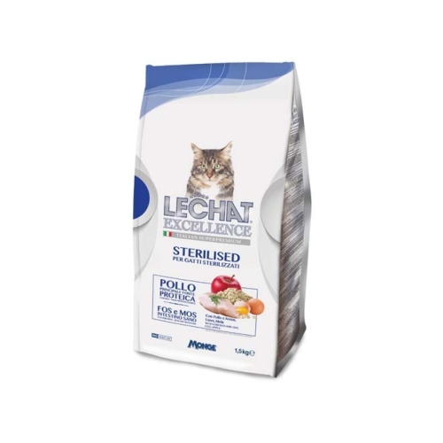 Monge Hrana Uscata Pentru Pisici, LeChat Excellence Steril, Cu Pui, 1.5 kg