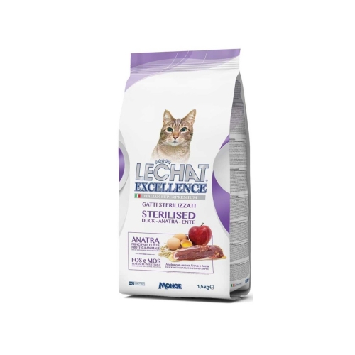 Monge Hrana Uscata Pentru Pisici, LeChat Excellence Steril, Cu Rata, 1.5 kg