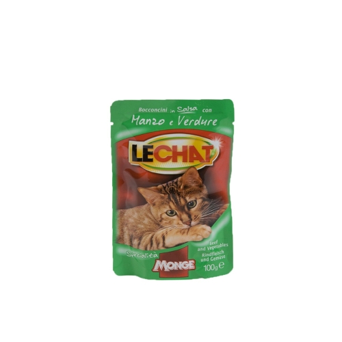 Monge Hrana Umeda Pentru Pisici, LeChat, Cu Vita Si Legume, 100 g