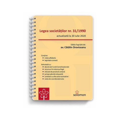 Legea societatilor nr. 31/1990 (actualizata la 20 iulie 2020) - Catalin Oroviceanu