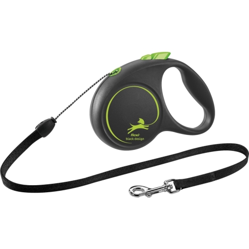 Flexi Lesa Black Design, Snur, S: 5 m/12 kg, Verde, 12254