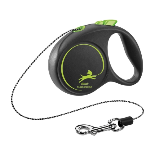 Flexi Lesa Black Design, Snur, XS: 3 m/8 kg, Verde, 12244
