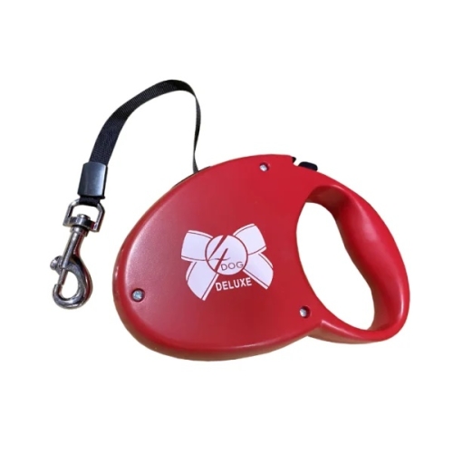 Lesa Retractabila caini talie medie 5 m  rosie 4DOG DELUXE