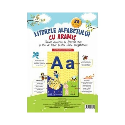 Literele alfabetului cu Aramis. Planse didactice cu litere mari si mici de tipar pentru clasa pregatitoare. 32 de planse - Celina Iordache, editura Aramis