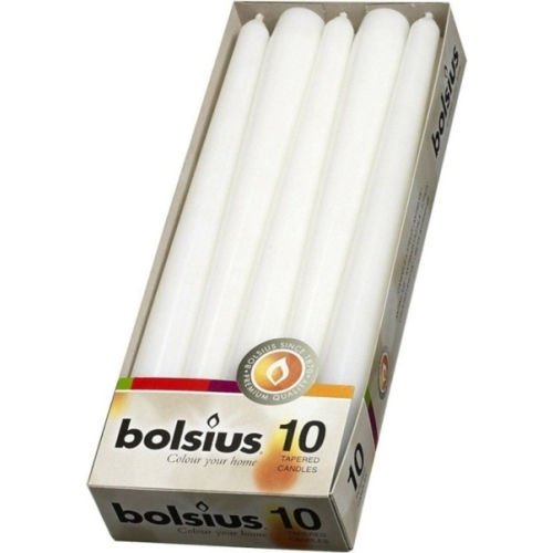 Lumanare conica Bolsius 10 buc, Alba
