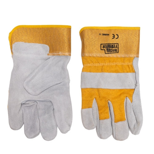 Manusi de lucru Micul Fermier, piele gri/galben, 10 G01