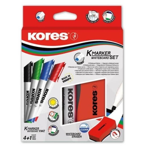 Set accesorii pentru tabla magnetica (4 markere+burete)