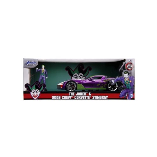 Masinuta metalica Chevy Corvette Stingray 2009 si figurina Joker, JadaToys