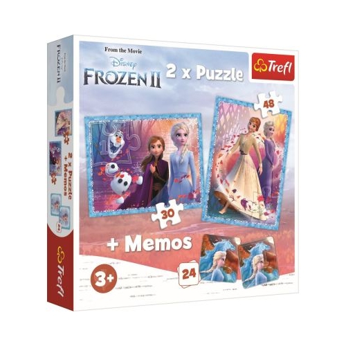 Puzzle 2in1 Memo Frozen tinutul misterios, Trefl