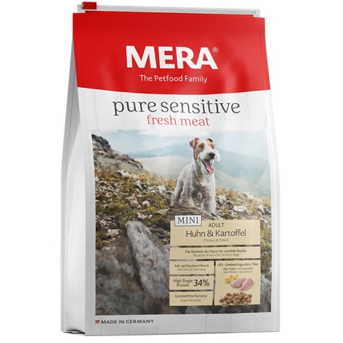 MERA Hrana Uscata Caini Pure Sensitive Fresh Meat Adult Mini Pui si Cartof 4 kg