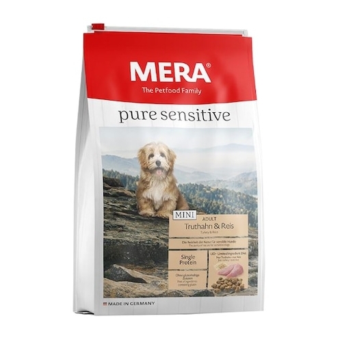 MERA Hrana uscata pentru caini Pure Sensitive, Mini, Adult, Curcan si Orez, 4 kg