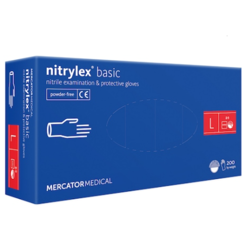 Manusi unica folosinta nitril nepudrate marimea L albastre 100buc, Mercator