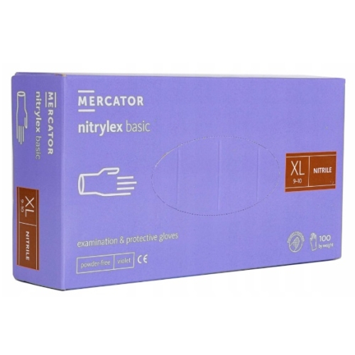 Manusi unica folosinta nitril nepudrate marimea XL violet/albastru deschis 100buc, Mercator