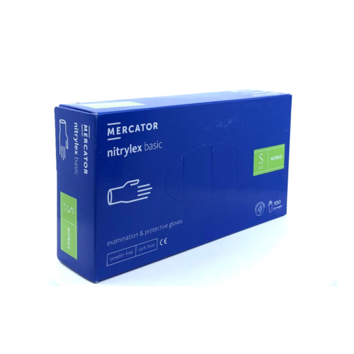 Manusi unica folosinta nitril nepudrate marimea S albastre 100buc, Mercator