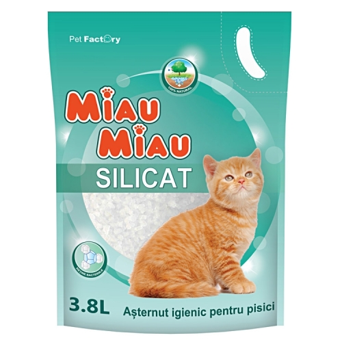 MIAU MIAU Asternut silicatic pentru Pisici, 3.8 l Nisip pisica Miau Miau