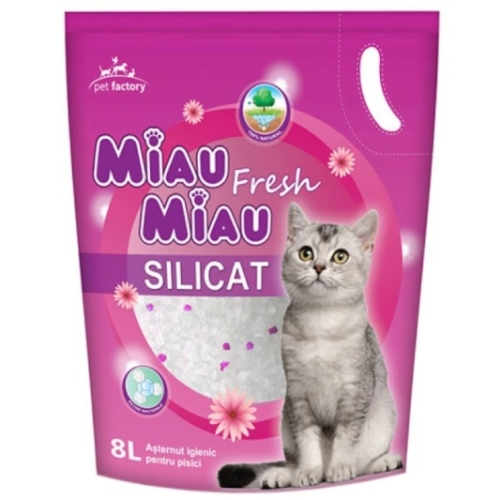 MIAU MIAU Asternut silicatic Fresh pentru Pisici, 8 l Nisip pisica Miau Miau grupdzc