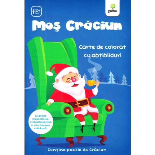 Mos Craciun. Carte de colorat cu abtibilduri. Contine poezie de Craciun