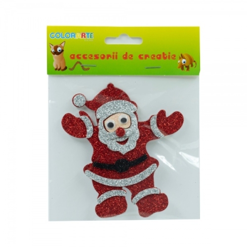 Accesorii creatie Mos Craciun, sticker gumat cu sclipici, 12 cm, Colorarte